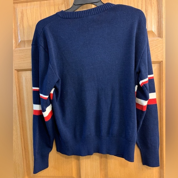 Playboy Retro Y2K Men’s L  STRIPE Red White Blue V-Neck Sweater Large Romania - Picture 3 of 4